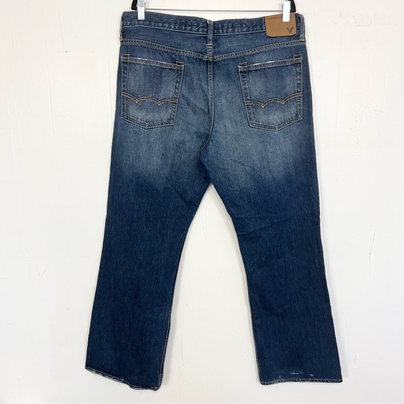 American Eagle Bootcut Jeans Dark Wash Distressed 36x32 36” Waist 32” Length - Picture 2 of 7